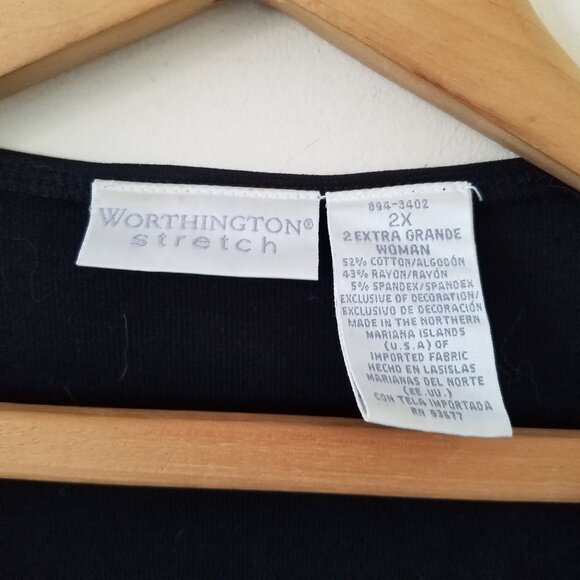 Worthington Stretch Black Button up V Neck Cardigan Size 2X - Picture 3 of 12